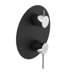 SAPHO ULTRAMIX Podometna Dvovratna Prha, Mat Črna/Chrome, 190x190 mm, Mosi, 6-letna Garancija