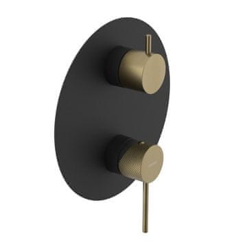 SAPHO Elegantna mat črna/zlata podometna pršna baterija ULTRASAN s 3 izhodi in preklopnikom