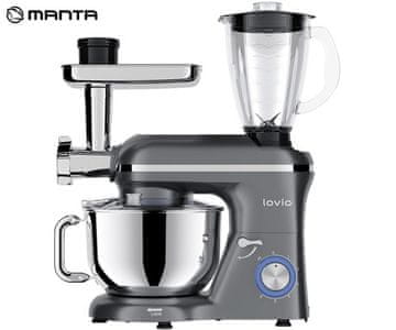 Manta Lovio LVSTM02P ChefAssistant Plus kuhinjski robot, 6,2 L, nerjaveče jeklo, 1900 W, siv (Titanium Gray) + dodatki