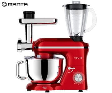Manta Lovio LVSTM02P ChefAssistant Plus kuhinjski robot, 6,2 L, nerjaveče jeklo, 1900 W, rdeč (Velvet Red) + dodatki