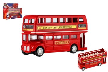 Teddies Avtobus "London" rdeč dvonadstropni kovinski/plasten 12cm zložljiv 2 vrsti