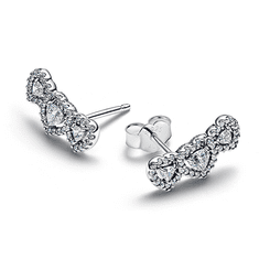 Pandora Dolgi srebrni uhani s trojnimi srčki 294411C01