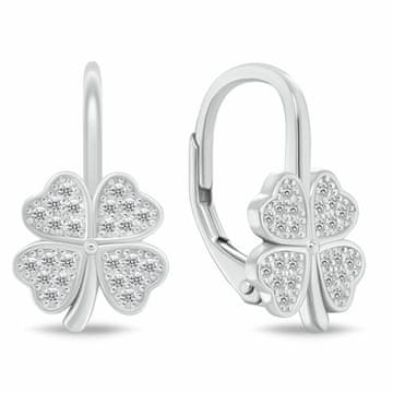 Brilio Silver Srebrni viseči uhani Štiriperesna deteljica s cirkoni EA1252W