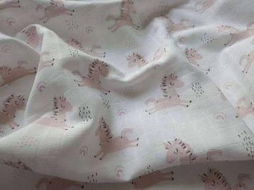 PREM Potiskana plenica iz blaga Unicorn roza Bombaž, 70/70 cm