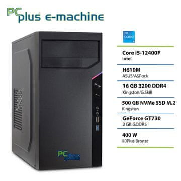 PCplus E-Machine namizni računalnik, i5-12400F, 16GB, SSD500GB, GT730, FreeDOS