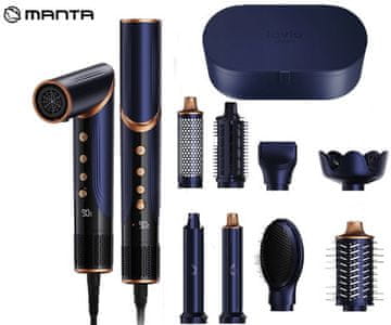 Manta Lovio LVHS001 AirStyle 8v1 oblikovalec za lase, 3 hitrosti, 4 temperature, 1400 W, modro-rjav (Midnight Copper) + dodatki