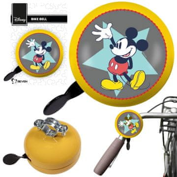 Disney DISNEY Mickey Mouse Rumena kovinska kolesarska zvonec za krmilo, RETRO XL