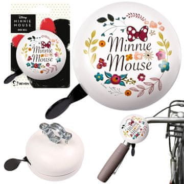 Disney DISNEY Minnie Mouse Bela kovinska kolesarska zvonec za krmilo, RETRO XL