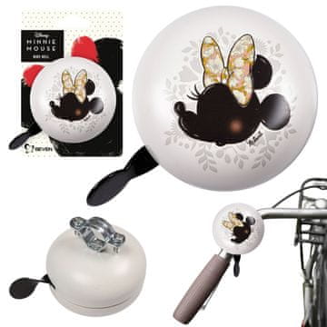 Disney DISNEY Minnie Mouse Bela kovinska kolesarska zvonec za krmilo, RETRO XL
