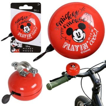 Disney DISNEY Mickey Mouse Rdeča kovinska kolesarska zvonec za otroška krmila, RETRO 6 cm