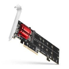 AXAGON PCEM2-ND, krmilnik PCIe x8 - 2x reža M.2 NVMe M-key, RAID, podpora za plošče brez razdvojitve, vključno z. LP