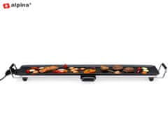 Alpina Teppanyaki električna žar plošča, 87x23 cm, nastavljiva temperatura, 1800 W, črn