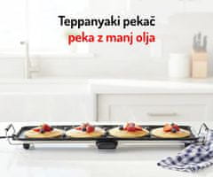 Alpina Teppanyaki električna žar plošča, 87x23 cm, nastavljiva temperatura, 1800 W, črn