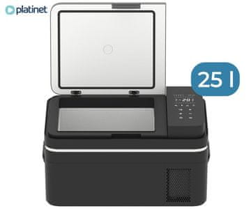 Platinet PCCR25 prenosni kompresorski hladilnik, 12V/24V/230V, do -20°C, 623x378x325mm, 25L, črno-siv