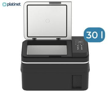Platinet PCCR30 prenosni kompresorski hladilnik, 12V/24V/230V, do -20°C, 623x378x370mm, 30L, črno-siv