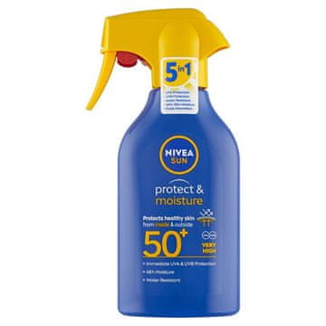 Nivea Vlažilni sprej s črpalko SPF 50+ Sun (Protect & Moisture Spray) 270 ml