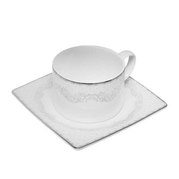 Set skodelica za čaj s podstavkom Emily Silver 220ml / 6 kos / porcelan