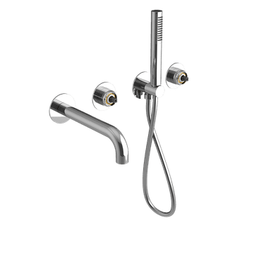 SAPHO ULTRAMIX kromirana podometna kopalniška armatura z izlivom in ročno prho, 2 izhoda