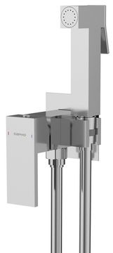 SAPHO CUBEMIX Podometni Bidet Krom z Ročno Stop Prho, Kvadratna Oblika