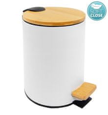 AQUALINE Bambus Koš za Odpadke 5l, Soft Close, Bela Mat