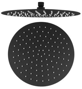 SAPHO Eleganten okrogli črni mat nadglavni tuš, premer 300 mm, stenska montaža