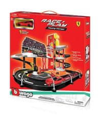 BBurago - FERRARI RACE+PLAY, Garaža z dirkališčem + avtomobil, 1:43