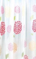 AQUALINE Vinilna Cvetlična Tuš Zavesa 180x200 cm - Rdeča, AQUALINE