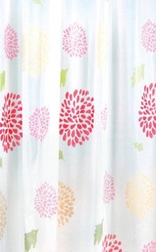 AQUALINE Vinilna Cvetlična Tuš Zavesa 180x200 cm - Rdeča, AQUALINE