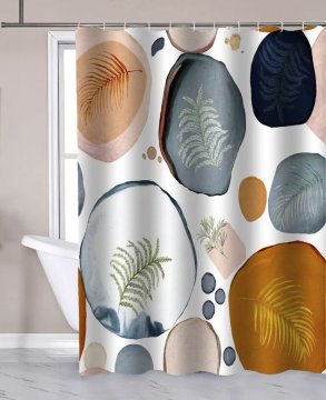 AQUALINE Poliesterska Tuš Zavesa 180x180cm - Beli Vzorčni Motiv