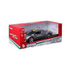 BBurago - RACE+PLAY, Ferrari 296 GTB ASSETTO FIORANO, kovinsko siva, 1:18