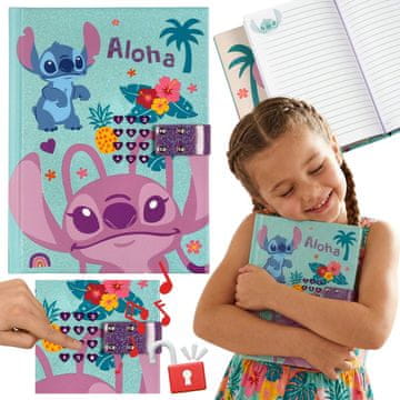 Disney DISNEY Stitch Dnevnik s skrivnim kodom, glasbeni zvezek za dekleta, interaktiven zvezek A5