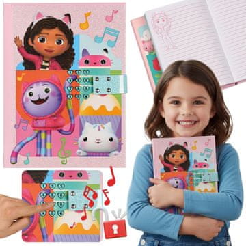 DreamWorks Gabijina mačja hišica Dnevnik s skrivnim kodom, glasbeni zvezek za dekleta, interaktiven zvezek A5