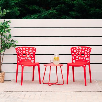 Homestyle4U Vrtni stolni komplet, 47x83x47 cm, rdeča