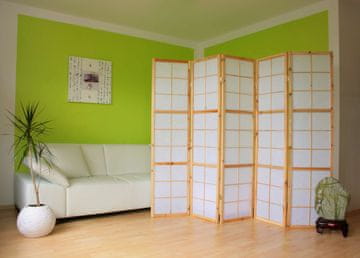 Homestyle4U Pregrada za prostor, Shoji 5-delna, 220x2,2x175 cm, bela