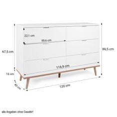 Homestyle4U Predalnik, 120x40x86,5 cm, bel