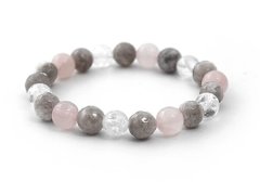 Zapestnica iz perlic iz rožnatega kremena, žada in kristala MINK125/17