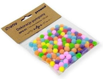shumee Okraski s pomponi 1 cm mešanica barv 120 kosov
