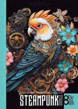 shumee Pobarvanka A4 z 8 slikami, papiga steampunk