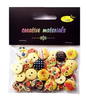 shumee Krem leseni gumbi s cvetličnim potiskom 15 mm 15 g