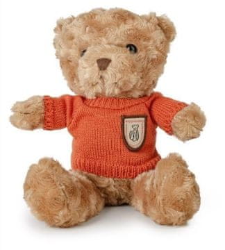shumee 22 cm velik kosmat medvedek v oranžnem puloverju