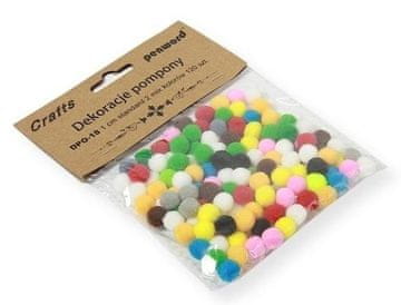 shumee Okraski s pomponi 1 cm mešanica barv 120 kosov