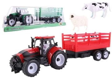 shumee Traktor s prikolico s ploščadjo in mešanico živali