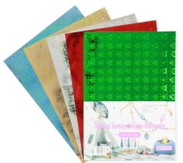 shumee Samolepilni kartonski hologram srca, 5 barv