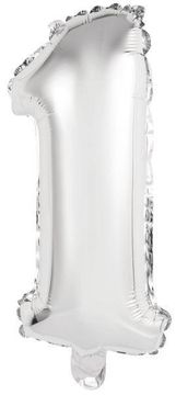 shumee Mini folija balon številka 1 srebrn 19,5x40cm