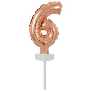 shumee Mini folija balon številka 6 roza zlata 7x12cm