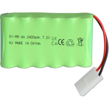 YUNIQUE GREEN-CLEAN 7,2V 2400mAh NiMH polnilna baterija s Tamiya KET 2P priključkom in USB kablom – 6-celični AA paket za RC avtomobile, tovornjake, bagerje, rezervoarje, gosenice in igrače