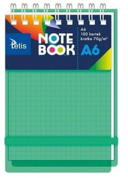 shumee Spiralni zvezek A6/100K kvadratni PP zelen