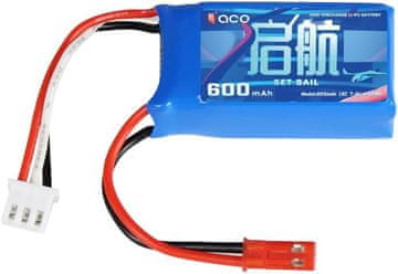 YUNIQUE GREEN-CLEAN 7,4V 600mAh 15C 2S LiPo baterija z 2-pinskim JST priključkom – združljiva z RC A560, SU27, D460, RC4GS V3, RC6GS V3, AT10II, AT9S Pro, T8FB, T12D, T16D