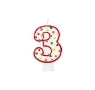 shumee Sveča s številkami 3 pike 7,6 cm