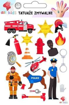 shumee Začasne tetovaže za otroke gasilec in policist